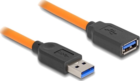 Delock   Usb Forlengelseskabel   Usb Type A Hann Til Usb Type A Hunn   20 V   5 A   1 M   Up To 5 Gbps Data Transfer Rate   Oransje