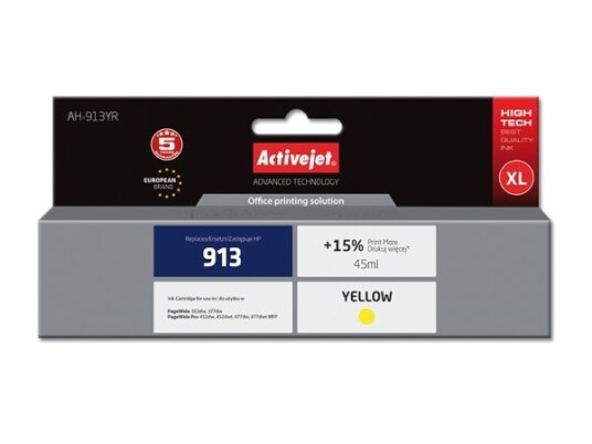 Activejet Ah-913Yr Høyt (Xl) Utbytte Gult Fargestoffbasert Blekk 45 Ml 1 Stykker Enkeltpakke