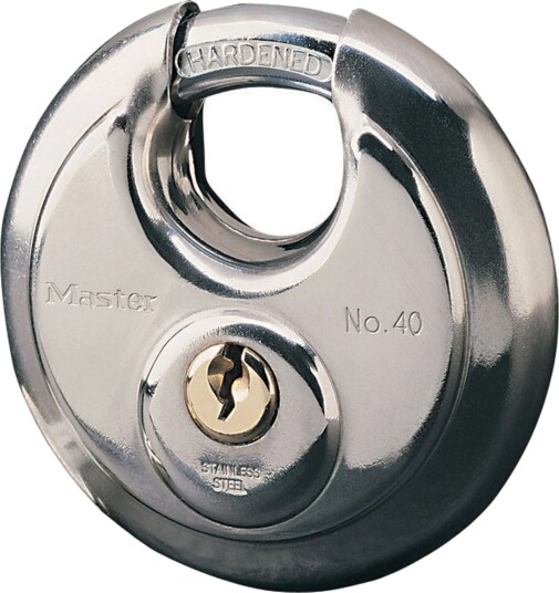 Master Lock Diskuslås 40Eurd 70 mm, Herdet Stål Bøyle Rustfritt Stål