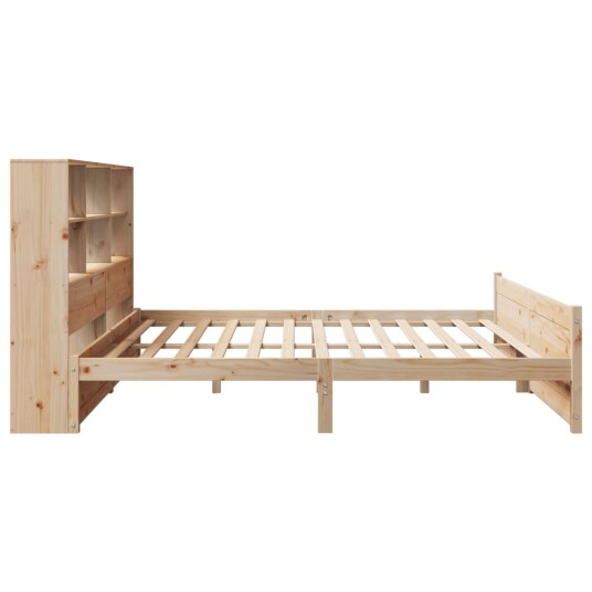Seng med bokhylle uten madrass 180x200 cm heltre furu 3322477