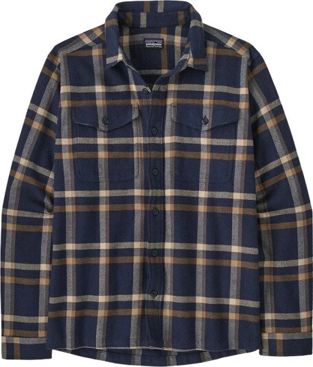 Patagonia Fjord Flannel Skjorte Herre Marineblå M med Brystlommer