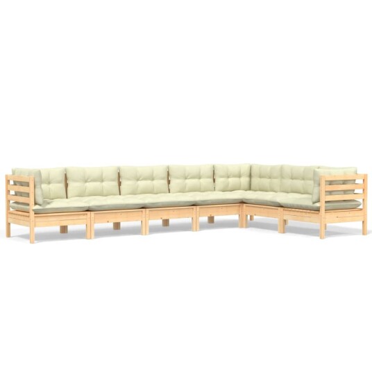  Hagesofagruppe med kremhvite puter 7 deler heltre furu 3096695