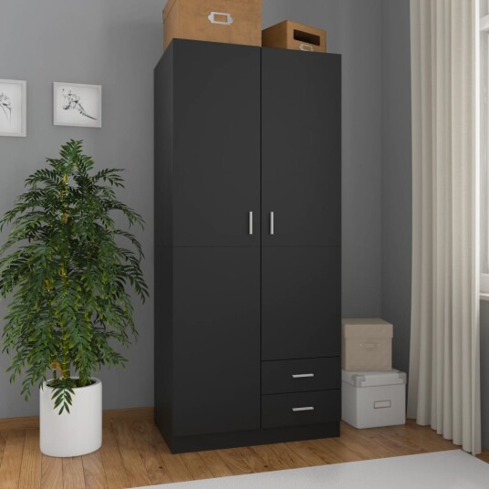 Garderobe svart 80x52x180 cm konstruert tre