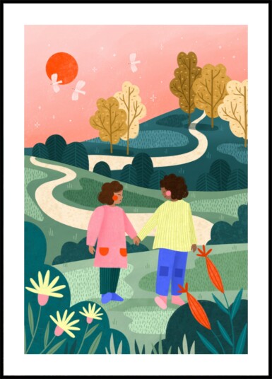 Friends Walking Winding Path Plakat / 50x70