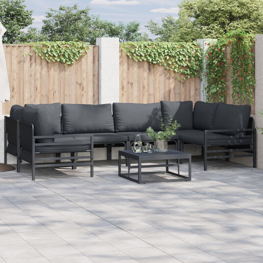 Hagesofa Set 6 pcs Antrasittgrå Stål