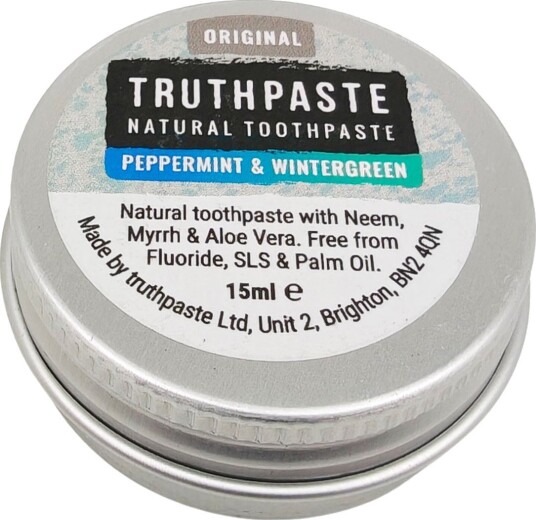 Truthpaste Natural Toothpaste Peppermint & Wintergreen  Naturlig tannpasta med peppermynte vintergrønn og xylitol 15 ml