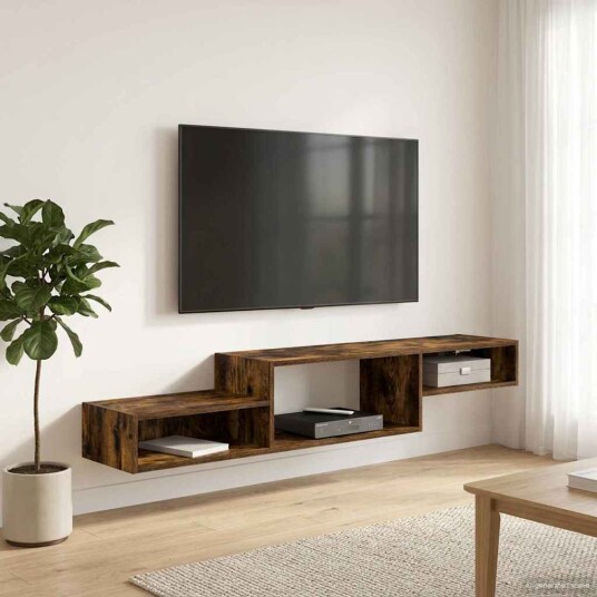 vidaXL Vegghengt TV-skap Veggmontert Røkt Eik 150 x 28 x 26 cm