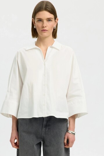 Selected Slwemilia Oversize 3/4 Shirt Noos White 38 Selected Slwemilia Oversize 3/4 Shirt Noos White 38