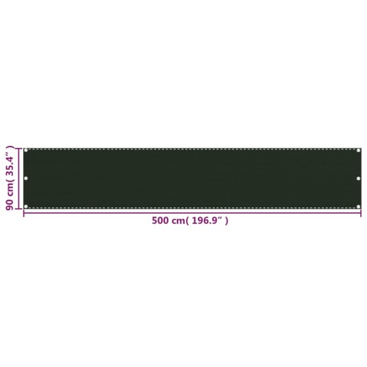 vidaXL Balkongskjerm mørkegrønn 90x500 cm HDPE