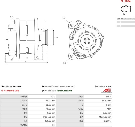 AS-PL A0429SR Dynamo AS-PL A0429SR Dynamo