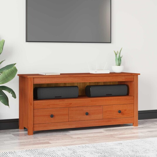 TV skap med skuff VoksBrun 114 x 35 x 52 cm Massiv furu