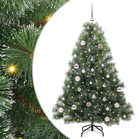  Kunstig juletre med 150 LED med stativ grønn 150 cm PE og PVC