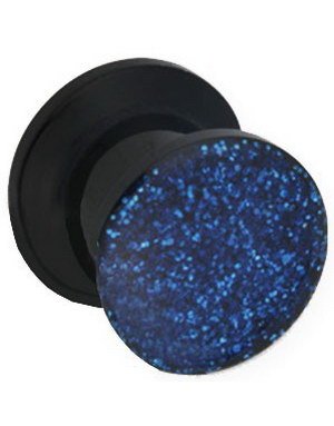 Aab Glitter Away Blue Svart Piercing Plugg Strl 6 mm Aab Glitter Away Blue Svart Piercing Plugg Strl 6 mm