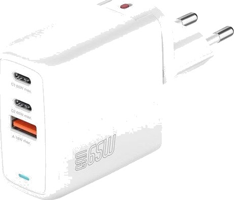 4Smarts GaN FlexPro 65W Strømadapter med 3 USB-utganger Hvit