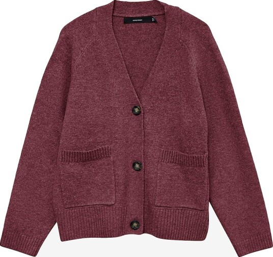 Vero Moda Kardigan vmBoom LS V neck Button Cardigan Rød