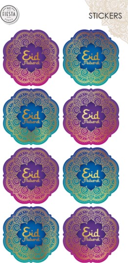 Globos Europe Stickers Eid Mubarak 8-pakning 4813