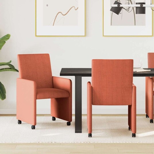 Spisebordsstoler med hjul 2 pcs Rød oransje 57 x 66 x 94 cm Spisebordsstoler med hjul 2 pcs Rød oransje 57 x 66 x 94 cm