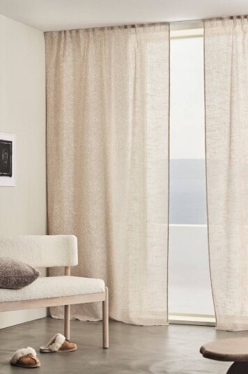 Jotex BARK gardin med multifunksjonsbånd 2-pk Beige 1685019-02-250 1685019-02-300