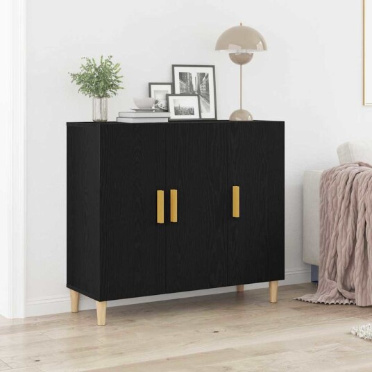 Serviesskap Svart 90 x 34 x 80 cm Konstruert tre Serviesskap Svart 90 x 34 x 80 cm Konstruert tre