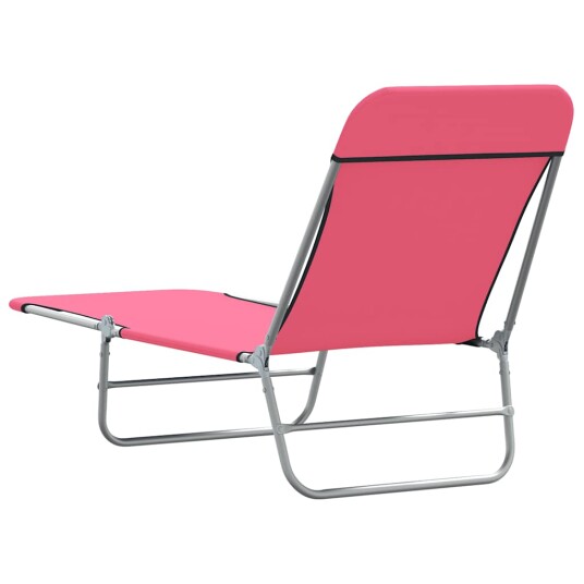 vidaXL Sammenleggbare solsenger 2 stk stål og stoff rosa