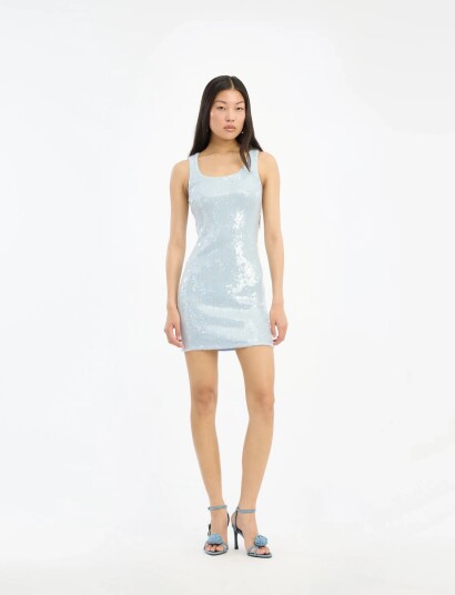 ROTATE Birger Christensen Sequins Mini Dress Blue 40