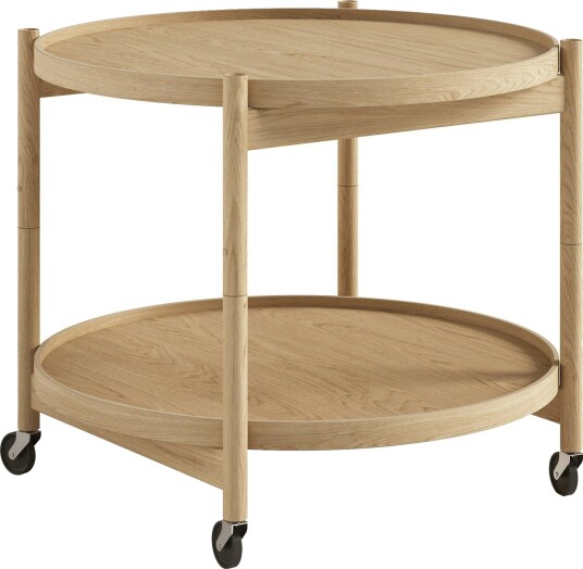 Brdr. Krüger Bølling Tray Table model 60 rullebord eik olje, oljet eikestativ Brdr. Krüger Bølling Tray Table model 60 rullebord eik olje, oljet eikestativ