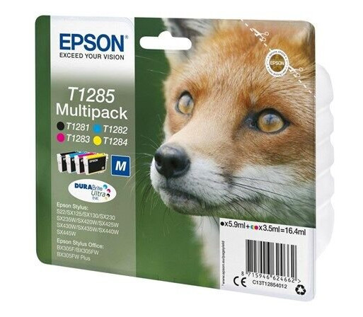 Epson T1285 4-Pack Black Yellow Cyan Magenta - Blekkpatron Blå Epson T1285 4-Pack Black Yellow Cyan Magenta - Blekkpatron Blå