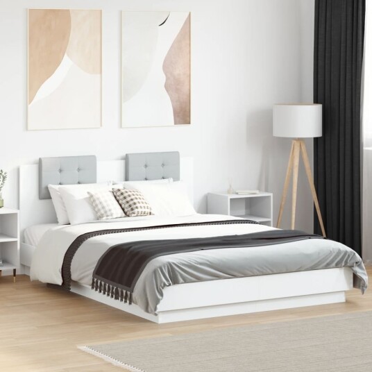  Sengeramme med hodegavl hvit 140x200 cm konstruert tre 8721012276543