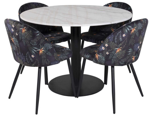 Venture Design Estelle & Velvet spisegruppe Hvit/flerfarget 4 st stoler & bord 106 cm