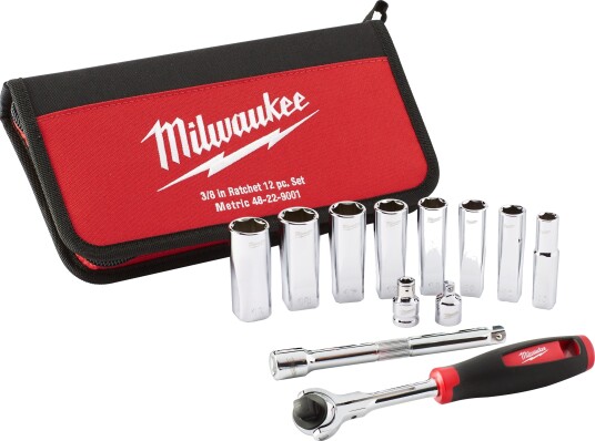 Milwaukee skrallesett 3/8" 12del