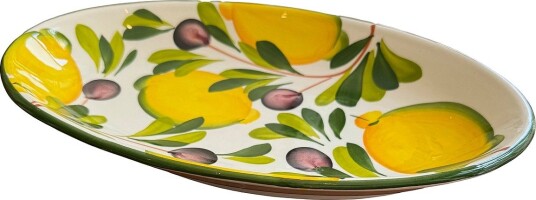 Caja Company Lemon And Olive Dish Oval, Medium - WHITE/YELLOW/GREEN/BLACK - 33.5X21 cm.H3.5 cm