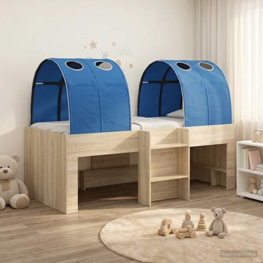  Seng med tunnel 4 pcs Sonoma eik og blå Konstruert tre