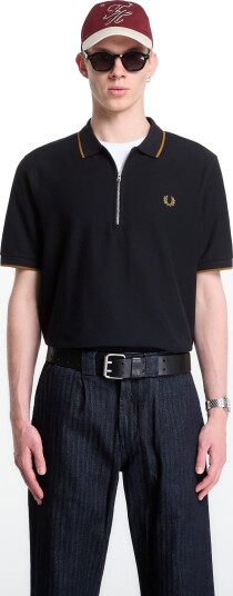 Fred Perry Crepe Pique Polo Shirt Black L Fred Perry Crepe Pique Polo Shirt Black L