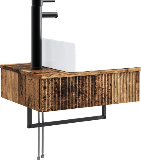 Vegghengt vask Gammelt tre 53 x 35 x 39 cm Konstruert tre Vegghengt vask Gammelt tre 53 x 35 x 39 cm Konstruert tre