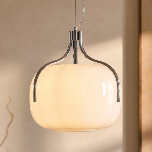 Hengelampe Lucande Christo dimmbar Hvit Spisestue Glass Design 44.5 Hvit