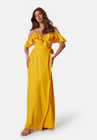 Andrea Norrman X Bubbleroom Andrea Viscose Satin Dress Yellow 44