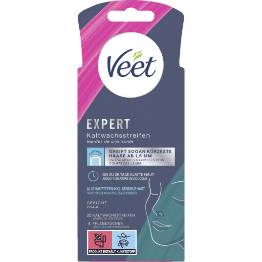 Hårfjerning Veet Expert Cold Wax Strips Face 20 stk. Hårfjerning Veet Expert Cold Wax Strips Face 20 stk.