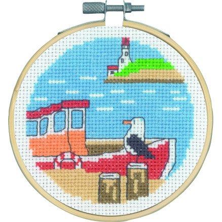 Permin Broderisett Bad ved brygga Ø10cm