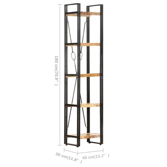 vidaXL Bokhylle 5 etasjer 40x30x180 cm heltre mango