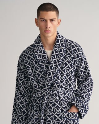 Gant Morgenkåpe med monogrammønster, unisex EVENING BLUE M