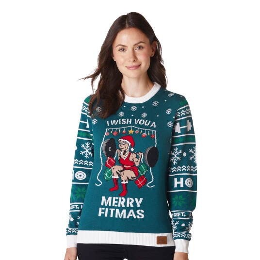 Silly Santa Merry Fitmas Julegenser - Large