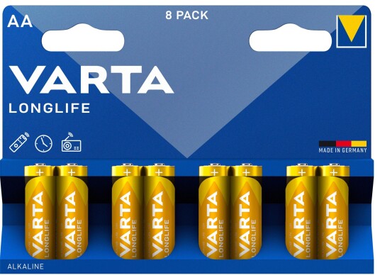 Varta Longlife 8-pakning AA Alkalisk Batterier 1,5 V