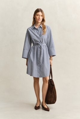GANT Stripe Poplin Belted Shirt Dress Navy 36 GANT Stripe Poplin Belted Shirt Dress Navy 36