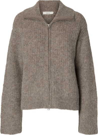 Selected Slwgabriella Ls Knit Zip Cardigan Noos STEEL GRAY S