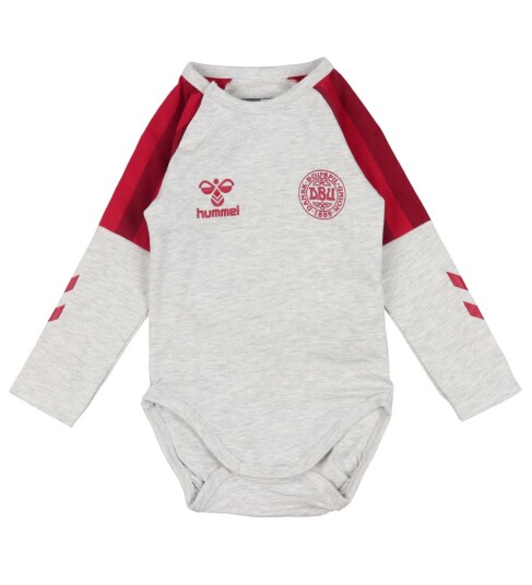 Hummel Body L/æ DBU hmlHonor Light Grey Melange 3 år 98 Langermet Body Grå Rød