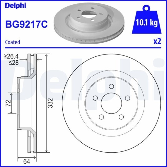 Bremseskive DELPHI BG9217C Bremseskive DELPHI BG9217C