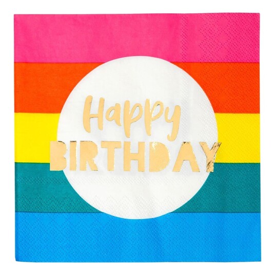 Talking Tables Servietter Rainbow Happy Birthday - 16-pakning