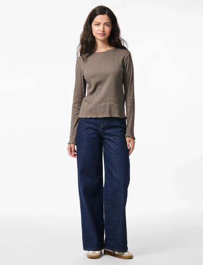 Pieces Pcmarie Ls O-Neck Poin Top Jrs Noos Bc - Brown - XXL Pieces Pcmarie Ls O-Neck Poin Top Jrs Noos Bc - Brown - XXL