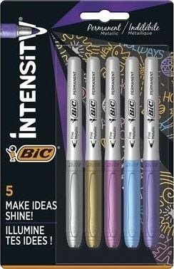 Bic Permanent Merkepenn Med Metallisk Blekk - 5 Farger - Blister - 5 Stk Bic Permanent Merkepenn Med Metallisk Blekk - 5 Farger - Blister - 5 Stk