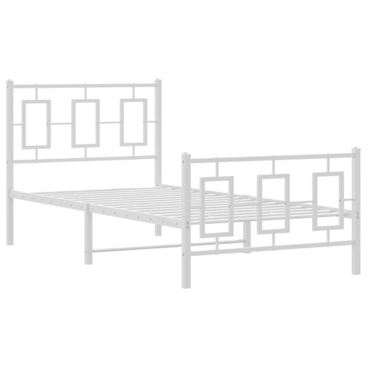  Sengeramme i metall med hodeog fotgavl hvit 90x200 cm